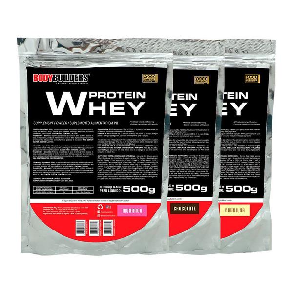 Kit 3x Whey Protein 500g - Bodybuilders Imagem de Kit 3x Whey Protein 500g - Bodybuilders