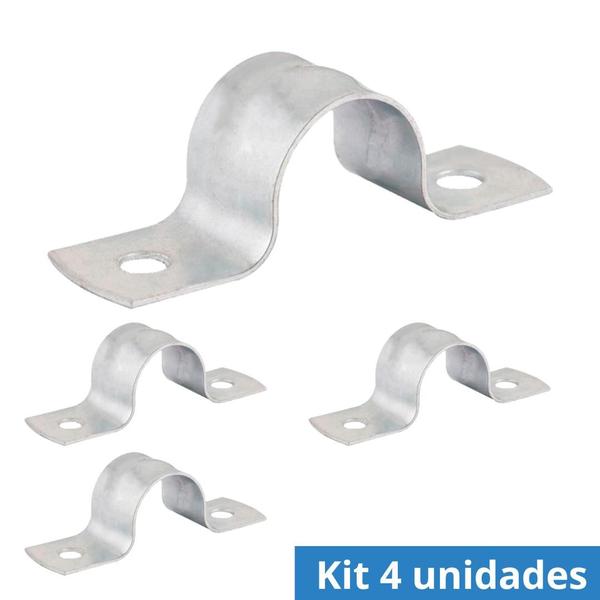 Imagem de Kit 4 Abraçadeira Tipo U De Aço Fixação De Canos Tubos 1" 32mm