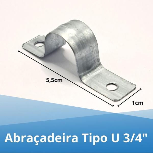 Imagem de Kit 4 Abraçadeira Tipo U De Aço Fixação De Canos Tubos 3/4" 25mm