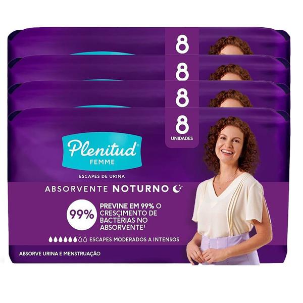 Imagem de Kit 4 Absorvente Plenitud Femme Noturno 8 Unidades