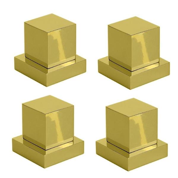 Imagem de Kit 4 Acabamentos Registro Quadrado 1/2 Ou 3/4 Metal Dourado