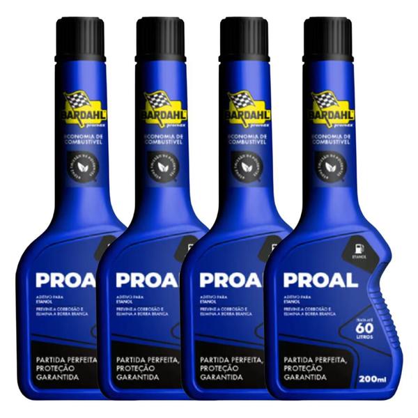 Imagem de Kit 4 Aditivo Bardahl Proal 200ml Combustível Álcool Etanol Limpa Bico Injetores Motor 4un