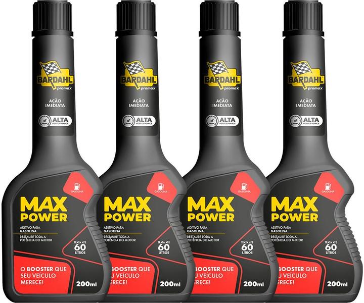 Imagem de Kit 4 Aditivo Combustível Gasolina Bardahl Max Power Octane Booster 200ml