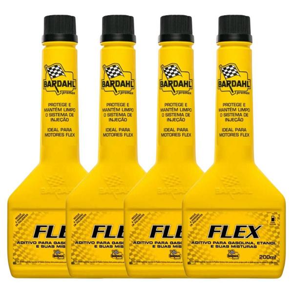 Imagem de Kit 4 aditivos bardahl flex combustivel limpa bico motor 200ml