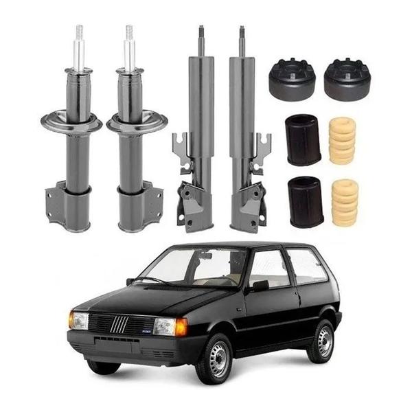 Imagem de Kit 4 Amortecedores Nakata + Kit Axios Fiat Uno Elba Premio Todos 1984 a 2013