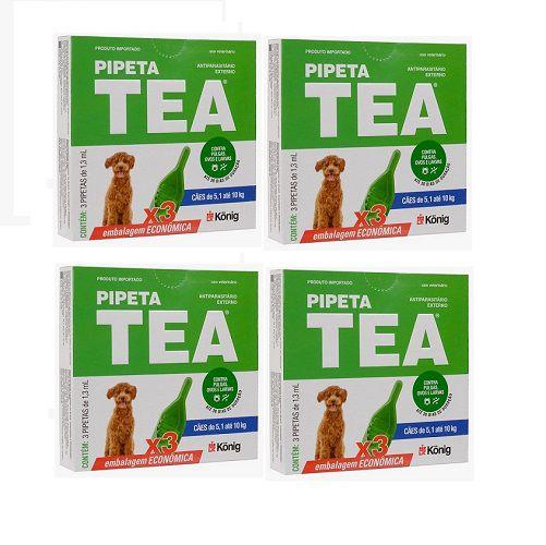 Imagem de Kit 4 AntiPulga Pipeta Tea Cães 5,1 Kg Á 10kg KIT C/3 Pipeta