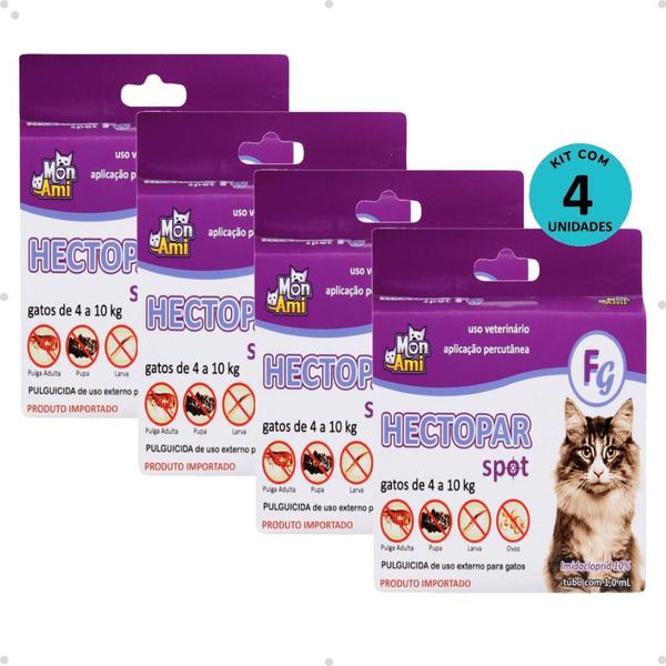 Imagem de Kit 4 Antipulgas Hectopar Mon Ami 1ml - Gatos de 4 a 10kg