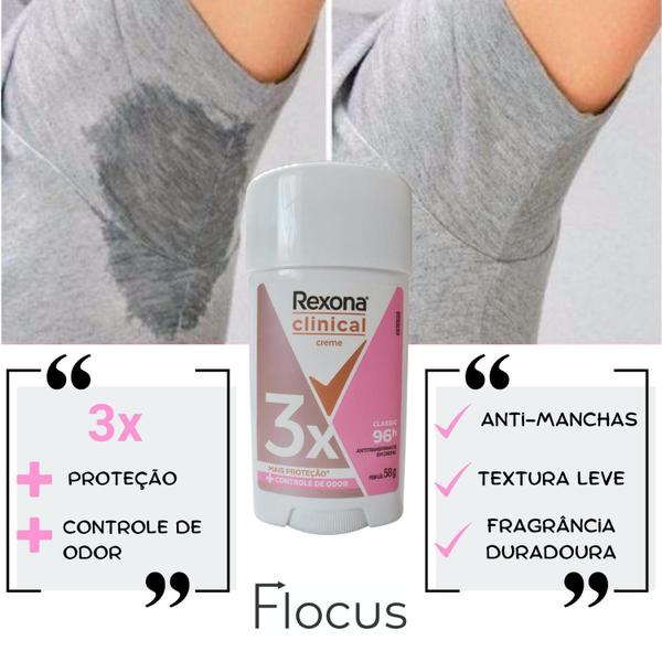 Kit 4 Antitranspirante Rexona Clinical Classic Creme 58 G Anti Manchas Imagem de Kit 4 Antitranspirante Rexona Clinical Classic Creme 58 G Anti Manchas