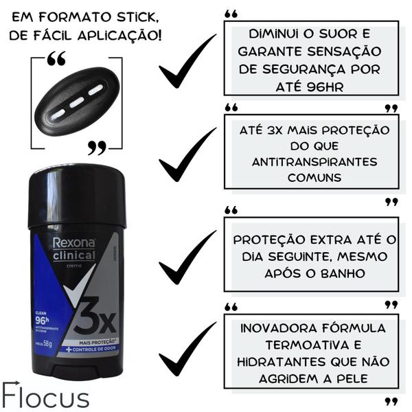 Imagem de Kit 4 Antitranspirante Rexona Clinical Men Creme 58 G ANti Manchas