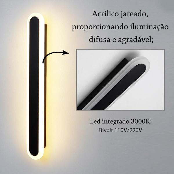 Imagem de Kit 4 Arandela Quarto Acrilico Preto Led Integrado Lup97