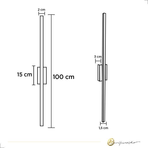 Imagem de Kit 4 Arandelas Lino II 100cm LED Integrado 12W 2700K