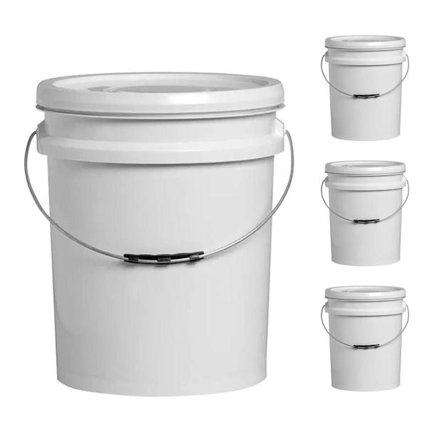 Kit 4 Balde Alimentício 20 Litros Tampa Fechamento Hermética com Lacre Alça Metálica Balde Industrial Atóxico - Kaori Imagem de Kit 4 Balde Alimentício 20 Litros Tampa Fechamento Hermética com Lacre Alça Metálica Balde Industrial Atóxico