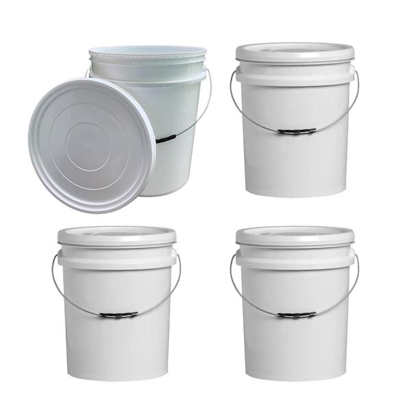 Kit 4 Balde Alimentício 20 Litros Tampa Fechamento Hermética com Lacre Alça Metálica Balde Industrial Atóxico - Kaori Imagem de Kit 4 Balde Alimentício 20 Litros Tampa Fechamento Hermética com Lacre Alça Metálica Balde Industrial Atóxico