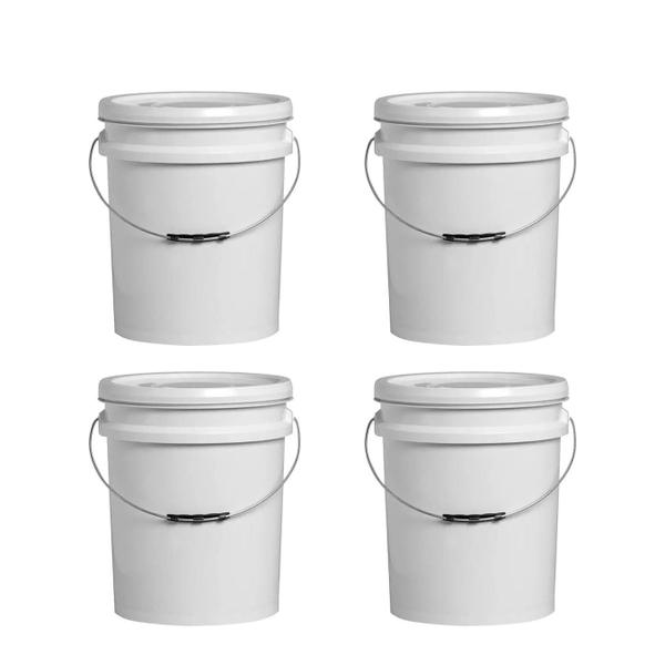 Kit 4 Balde Alimentício 20 Litros Tampa Fechamento Hermética com Lacre Alça Metálica Balde Industrial Atóxico - Kaori Imagem de Kit 4 Balde Alimentício 20 Litros Tampa Fechamento Hermética com Lacre Alça Metálica Balde Industrial Atóxico