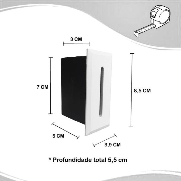 Imagem de Kit 4 Balizador Embutido Branco Risk Parede Escada Led Bet48