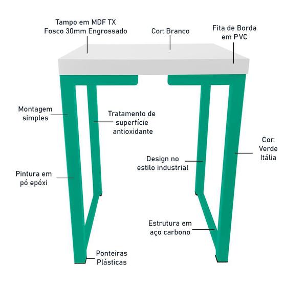 Imagem de Kit 4 Banco Banqueta Nova York Industrial Cozinha Área Gourmet Verde Branco