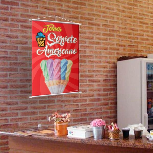 Imagem de Kit 4 Banners Sorvete Americano Sabores Impressão Digital