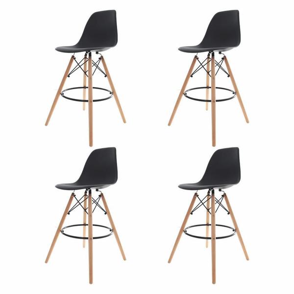 Kit 4 Banquetas Altas Para Bar Cozinha Charles Eames Eiffel - Cadeiras INC Imagem de Kit 4 Banquetas Altas Para Bar Cozinha Charles Eames Eiffel