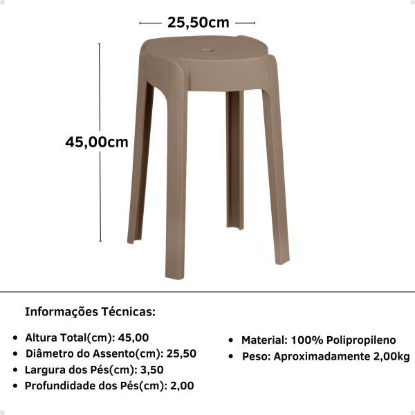 Imagem de Kit 4 Banquetas Baixa Empilhável Nordica - Marrom