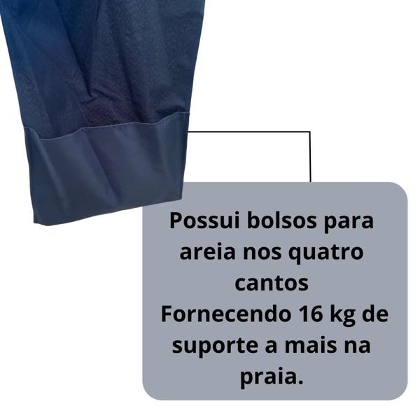 Imagem de Kit 4 Banquetas Plasticas 120 Kg Azul + Guarda Sol Modelo Gazebo 2,2 X 2,2 M + Base Plastica 22 Kg