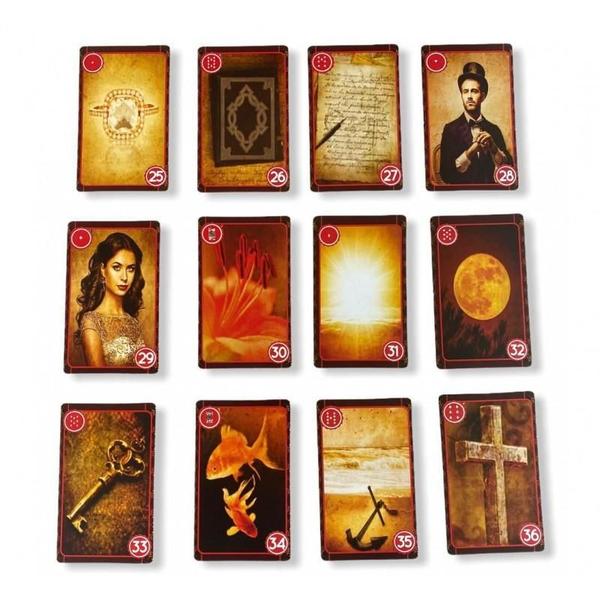 Imagem de Kit 4 Baralho Tarot Cigana Do Pandeiro Vermelho 36 Cartas