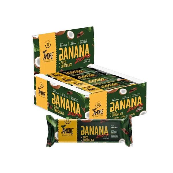 Imagem de Kit 4 Barra Banana Coco Chocolate Zero Açúcar Display