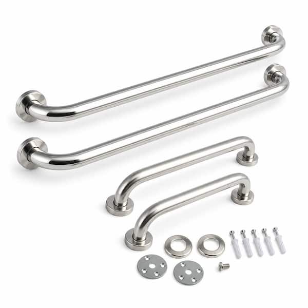Kit 4 Barras de Apoio 40 e 60cm Lorben com Alça Suporte Deficiente Idoso Inox Banheiro - GT845
