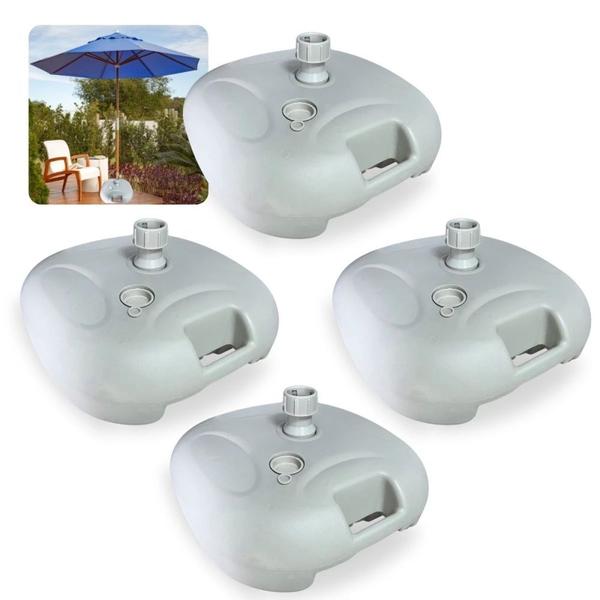 Imagem de Kit 4 Bases Plasticas para Guarda-sol e Ombrelone de 21 Kg Jardim Piscina Preenchido Agua Ou Areia  Bel 