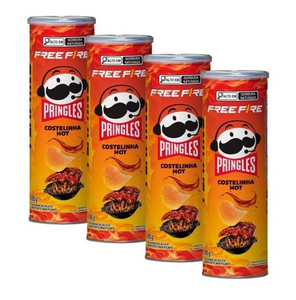 Imagem de kit 4 Batata Pringles Free Fire Costelinha Picante 105g