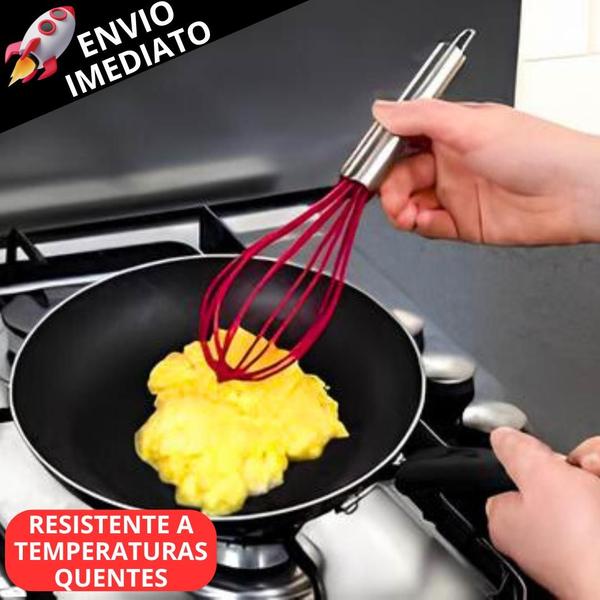 Imagem de Kit 4 Batedor de Silicone Claras de Ovos Massas e Bolos Fouet Utensílio de Silicone Para Cozinha