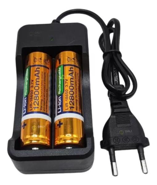 Imagem de Kit 4 Baterias 18650 3.7V 12800mah + Carregador duplo Led Recarregável Para Lanterna Rádio