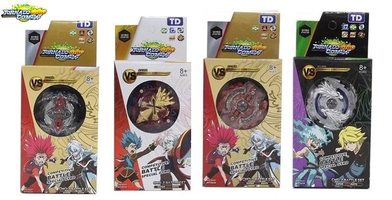 Imagem de Kit 4 Beyblade Burst + 4 Lançadores Beyblade Tornado Gyro Combat