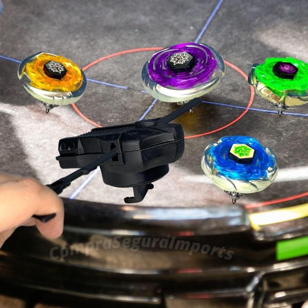 Imagem de Kit 4 Beyblade Lançador Brinquedo Pião Led Arena Metal Luz