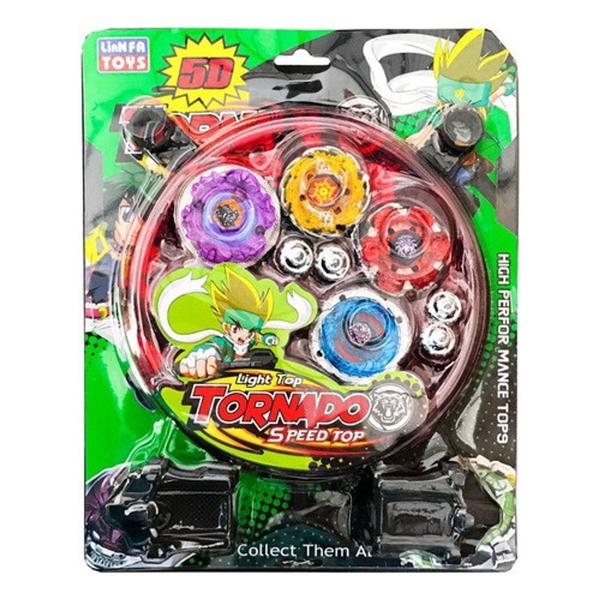 Imagem de Kit 4 Beyblade Metal Led Color + 2 Lançadores + Arena Batalha