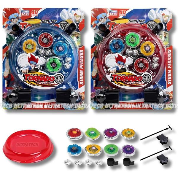 Imagem de Kit 4 Beyblade Metal Led + Lançador + Arena - LiANFA TOYS