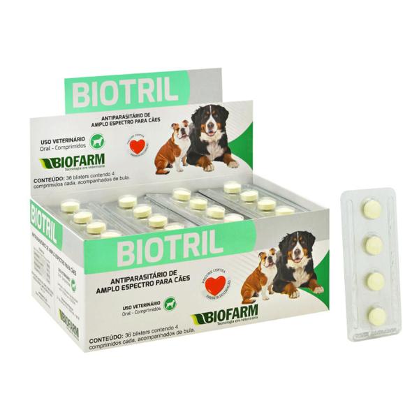 Imagem de Kit 4 Biotril Comprimido - Biofarm - Vermífugo para Cães