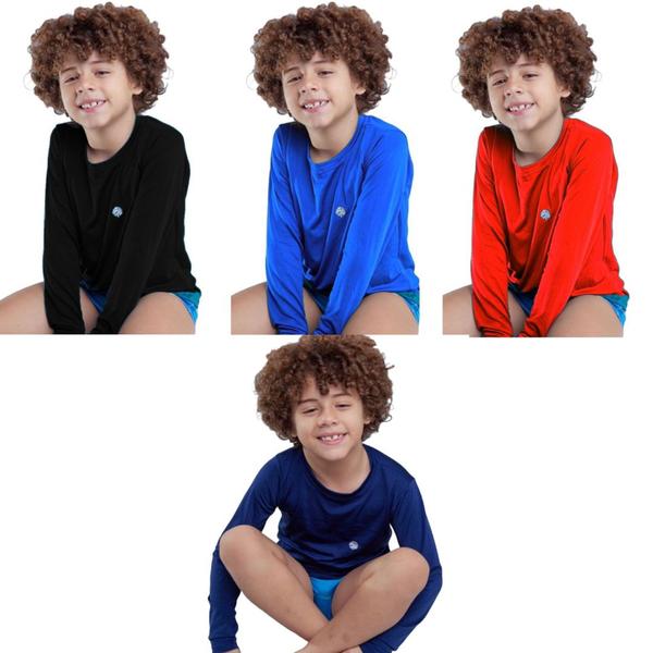 Imagem de Kit 4 Blusa Infantil Térmica Uv50+ Proteção Solar Menino