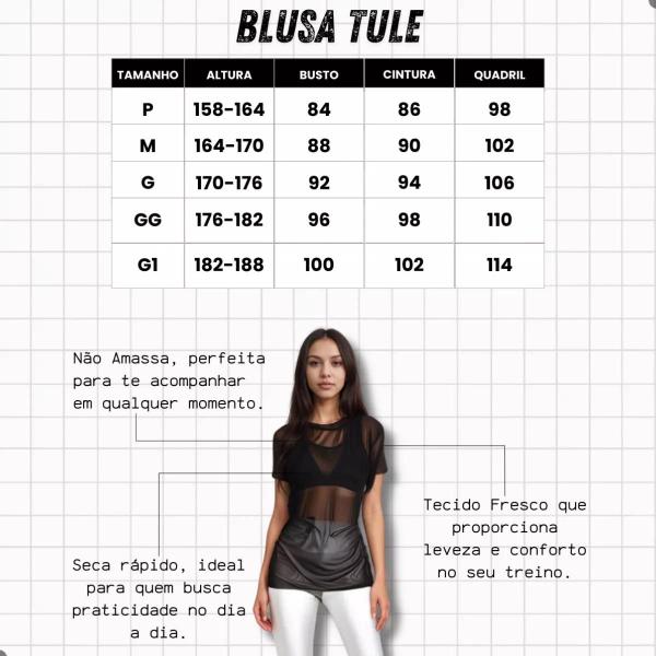 Imagem de Kit 4 Blusa Tule Feminina Academia Lisa Moda Fitness