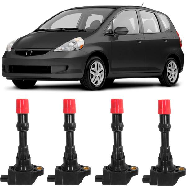 Imagem de Kit 4 Bobinas Ignição Honda Fit 1.4 DSI 2003 a 2008 Ngk