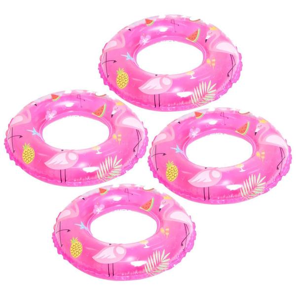 Imagem de Kit 4 Boia Inflável Flamingo Infantil 50Cm Redonda Piscina