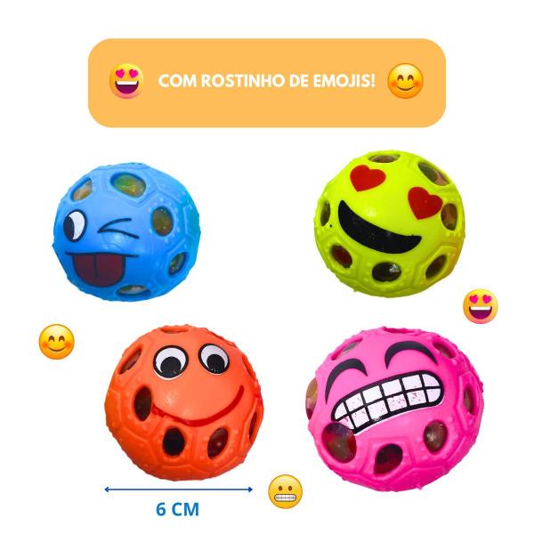 Imagem de Kit 4 Bolinhas Emoji para Apertar Squishy Relaxante Brinquedo Anti Stress