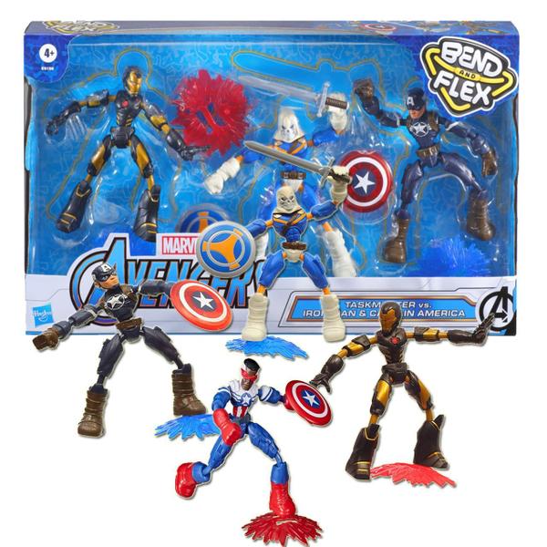 Imagem de Kit 4 Bonecos Avengers Vingadores Marvel Bend and Flex Hasbro