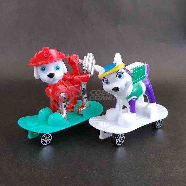 Imagem de Kit 4 Bonecos Brinquedos Patrulha Canina Com Skate 8Cm