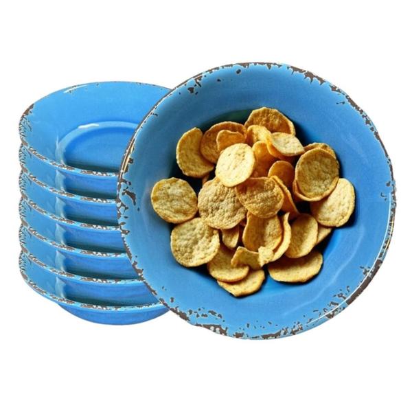 Imagem de Kit 4 Bowl Melamina Blue 19cm Resistente Tigela Tipo Plastico Grosso Luxo Não Quebra Cereal Petiscos Lanche