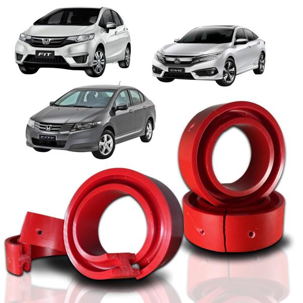 Imagem de Kit 4 Buffer 9mm Calço Mola Honda Fit/Civic/City