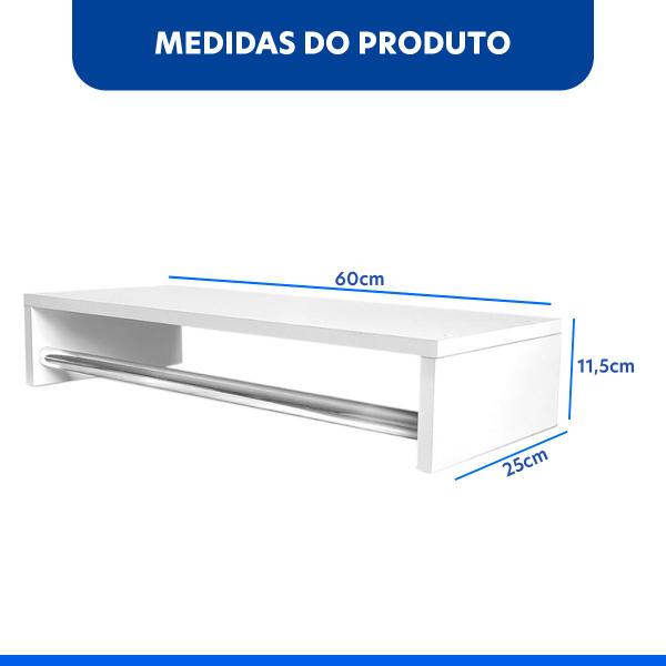 Imagem de Kit 4 Cabideiros Arara de Parede 60cm Branco