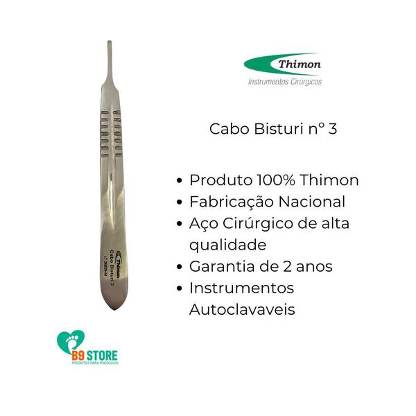 Imagem de Kit 4 cabos de bisturi nº 3  e nº 4 Thimon