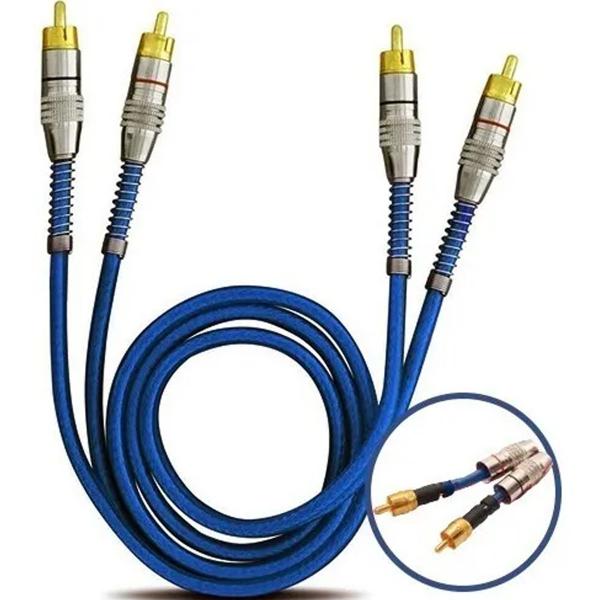 Imagem de Kit 4 Cabos Rca 1 Metro Tech One Blindado Cobre Azul