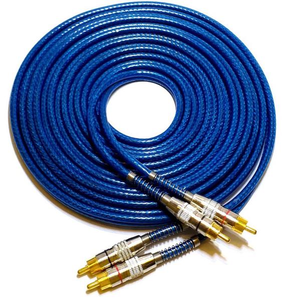 Imagem de Kit 4 Cabos RCA Blindado 5M 5mm Plug de Metal Banhado a Ouro