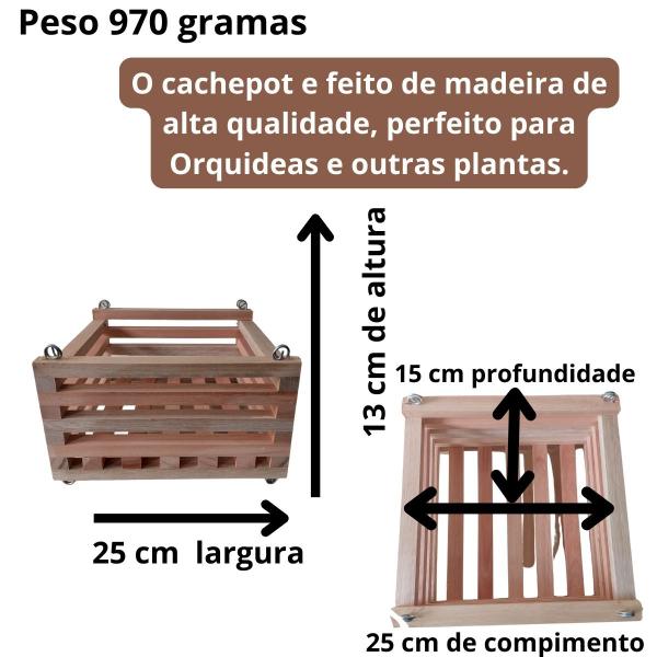 Imagem de Kit 4 Cachepô De Madeira Quadrado Orquídeas E Plantas Tam G